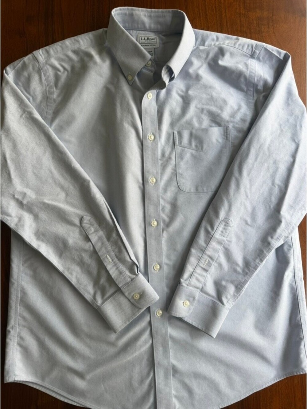 L.L.Bean Slightly Fitted Light Blue Button-Down Dress Shirt - Size 16-34